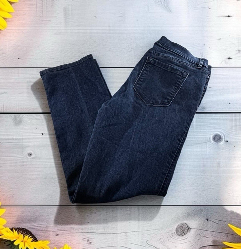 Ann Taylor LOFT Modern Straight Jeans Sz 30/10 Dark Blue Wash Stretch
